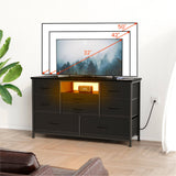 8 Dresser TV Stand with Power Outlet & LED for 55'' TV, Long Dresser for Bedroom