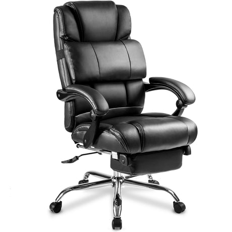 Office Chair PU Leather/Double Cushion/Support pad and Foot stools, Comfortable Seats,