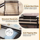 Twin Loft Bed with Slide, Wood Low Loft Bed for Kids, Toddlers, Twin Bed Frame