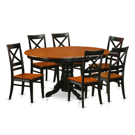 AVQU7-BCH-W 7 Piece Dining Table Set Consist of an Oval Dining Room Table with Butterfly Leaf and 6