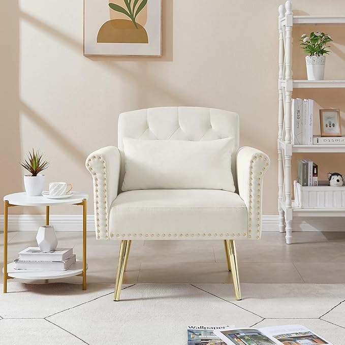 55-Inch Modern Velvet Loveseat Sofa with Gold Metal Legs & Side Pockets