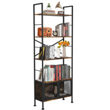 Bookshelf, Industrial Bookshelves and Bookcases, 5 Tier Bookshelves, Wood and Metal