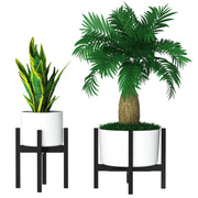 Adjustable Plant Stand 9”-14” Metal Plant Holder, Modern Mid Century Flower Pot Holder Black
