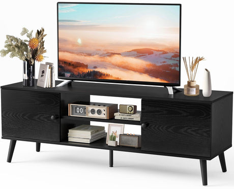 TV Stand for 55 60 inch TV, Modern Mid Century Entertainment Center with Storage,