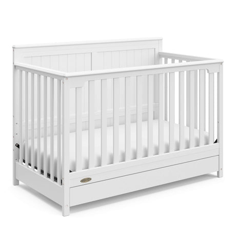 5-in-1 Convertible Crib with Drawer (White) – GREENGUARD Gold Certified, Crib