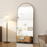 64"x21" Arched Full Length Mirror Free Standing Leaning Mirror Hanging Mounted Mirror Aluminum Frame