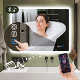 28"x36" LED-Bathroom-Mirror-with-Lights, Wall-Mounted with Bluetooth Speaker