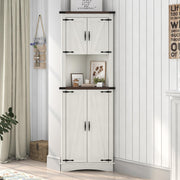 68" Tall Farmhouse Corner Cabinet, 5-Tier Storage Cabinet with 4 Barn Doors & Adjustable