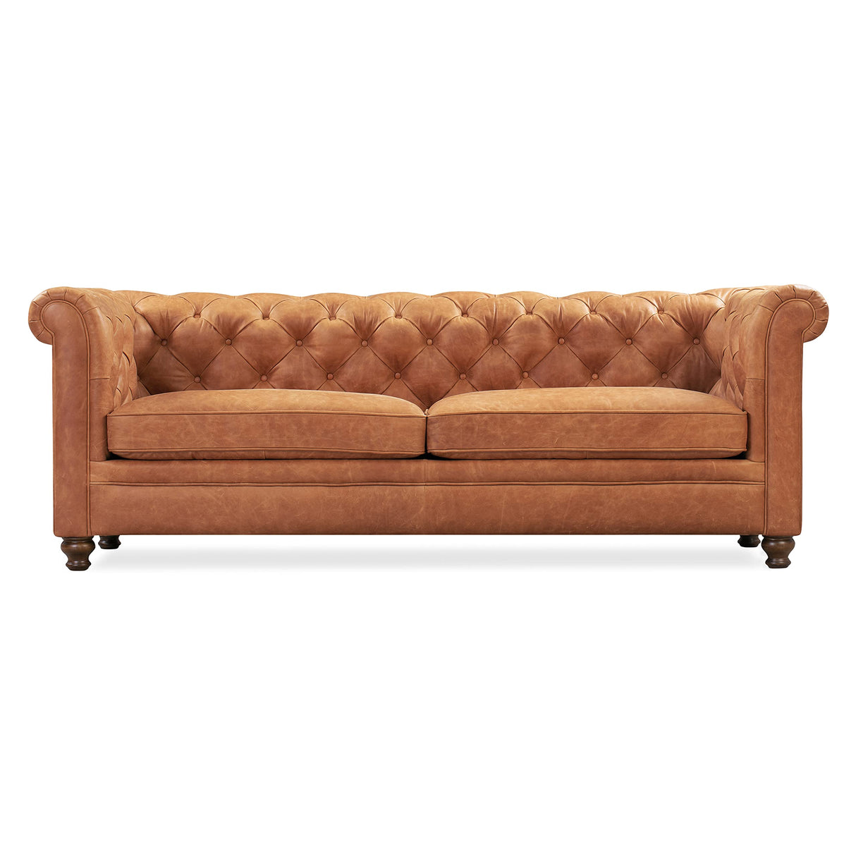 Lyon 87.4" Sofa in Full-Grain Pure-Aniline Italian Tanned Leather in Cognac Tan