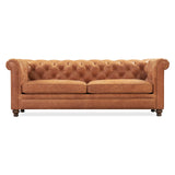 Lyon 87.4" Sofa in Full-Grain Pure-Aniline Italian Tanned Leather in Cognac Tan