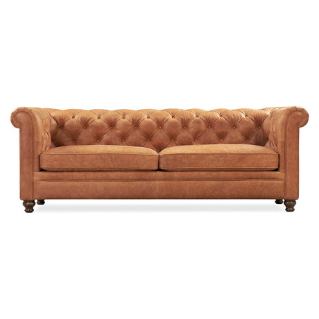 Lyon 87.4" Sofa in Full-Grain Pure-Aniline Italian Tanned Leather in Cognac Tan