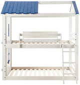 Kids Stargazer Novelty Twin Over Twin Bunkbed in Light Grey & Blue Finish