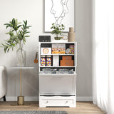 Elevated Dog Feeding Station with Storage Cabinets & Bowls