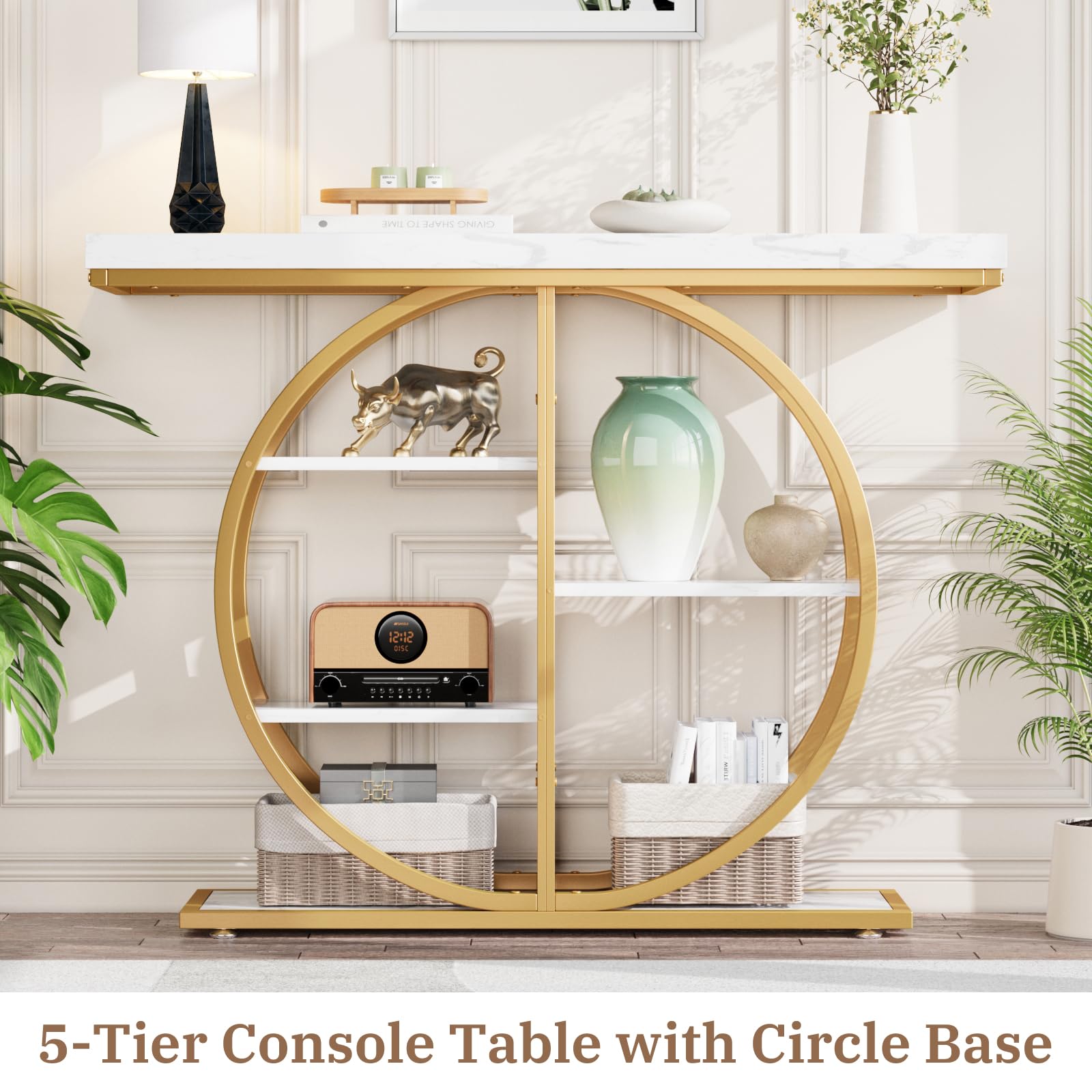 41.3" Industrial Console Table with Storage Shelves