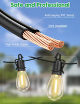 100FT Outdoor String Lights Waterproof, Patio Lights with 35 S14 Shatterproof Sockets,