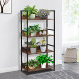 Bookshelf 4 Tier Industrial Bookcase Rustic Wood and Metal Standing Bookshelf