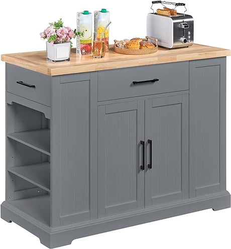 Rolling Kitchen Island Cart with 3 Drawers, Kitchen Storage Cabinet