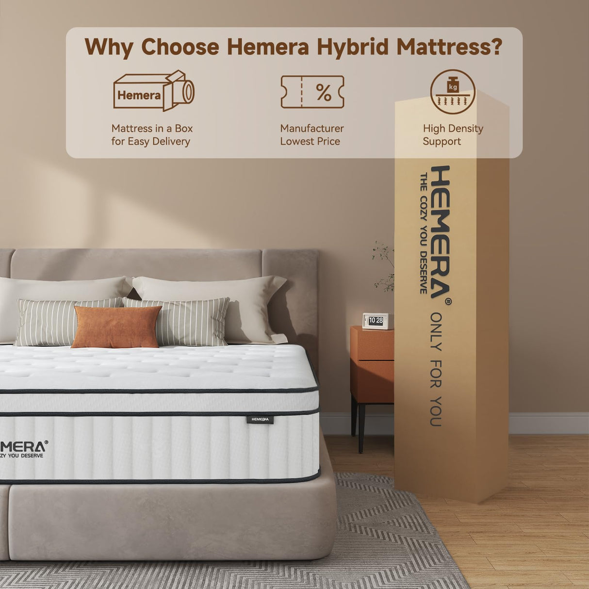 Queen Mattress, 12 Inch Hybrid Mattress in a Box, Memory Foam and Innerspring bed