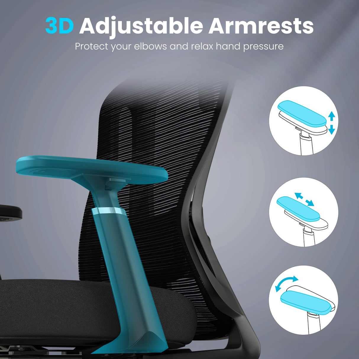 Ergonomic Office Chair with Footrest, Mesh Office Desk Chair with Headrest