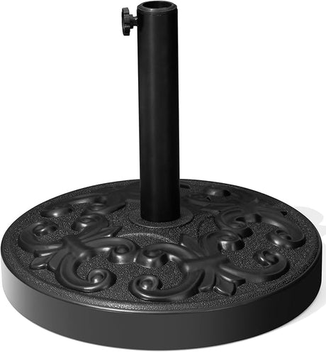 Patio Umbrella Base, Heavy Duty Table Umbrella Base, Round Cement Market Umbrella Stand for Outdoor, Deck, Lawn, Garden, Flower Decorative Pattern (30 Pounds)