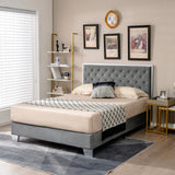 Upholstered Bed Frame, Modern Platform Bed w/Button Tufted Velvet Headboard,