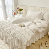 Ruffle Duvet Cover Queen Size,100% Washed Microfiber 3pcs Bedding Duvet Cover Set