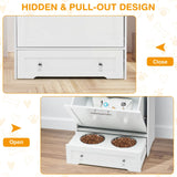 Pet Feeder Station with Storage & Double Bowls