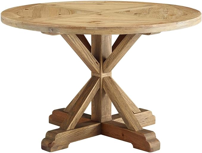 Stitch 71" Rustic Farmhouse Wood Round Kitchen and Dining Room Table,