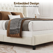 Queen Upholstered Bed Frame with 55" Tufted Headboard - Platform Bed, No Box Spring Needed