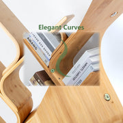PEYNIR Multi-Layer Bamboo Bookshelf Standing Bookcase Office Curved Book Storage Bookshelf Suitable for Home Living Room Corner Bedroom Boho Bookshelf