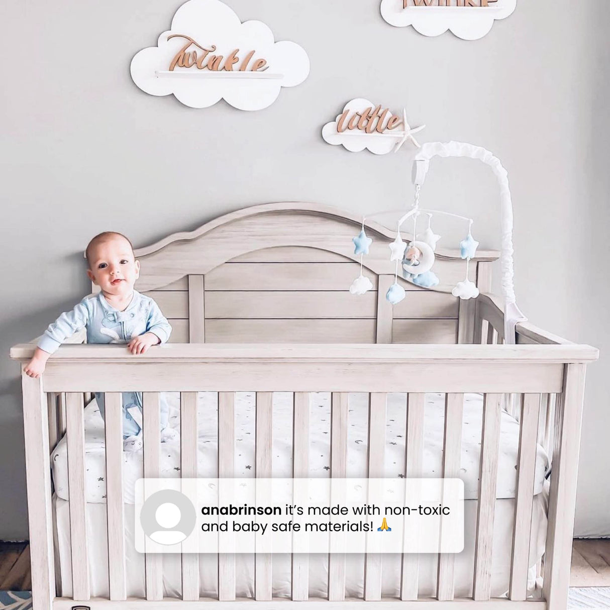 Simmons Kids Asher 6-in-1 Convertible Crib with Toddler Rail, Rustic Mist
