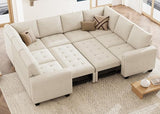 Modular Sectional Sleeper Sofa with Pull Out Couch Bed Oversized U Shaped Sectional