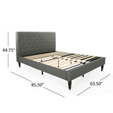 Agnes Fully-Upholstered Queen-Size Platform Bed Frame, Low-Profile, Contemporary,