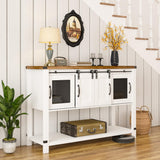 Farmhouse Coffee Bar Cabinet with Storage, 47'' Coffee Bar Table with Sliding Barn Door