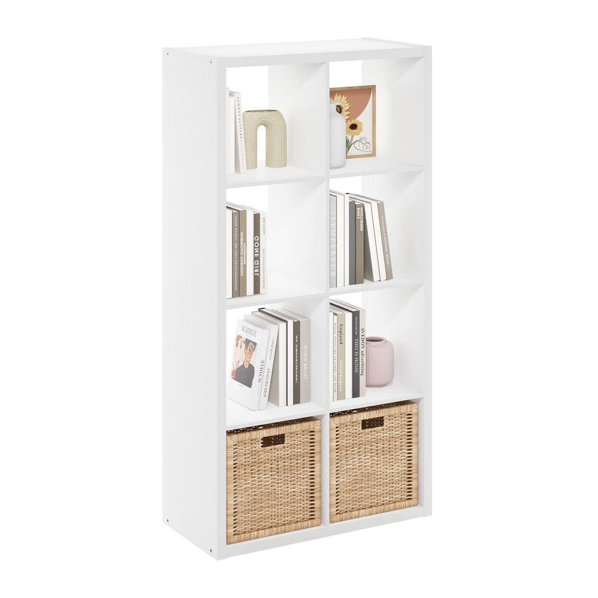 Cubicle Open Back Decorative Cube Storage Organizer, 8-Cube, White