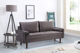 Modern Velvet Backrest Square Armrest Sofa Couch with 2 Pillows for Small Spaces Living Room Grey