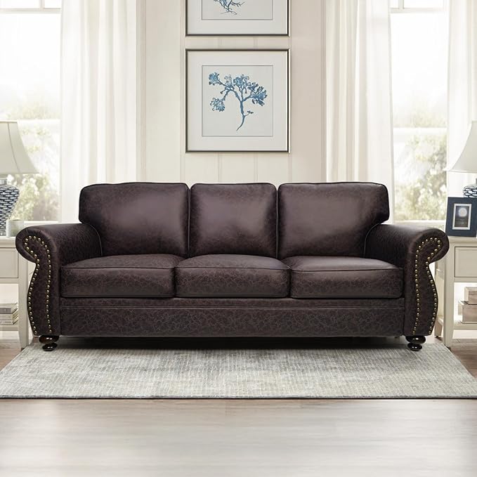 Couchus Mid-Century Vintage Sofa Couches with Rivet Design,loveseat Sofa