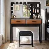 Vanity Desk with 3PCS Mirror and 10 LED Lights Bulbs 39.4" W Makeup Vanity Table