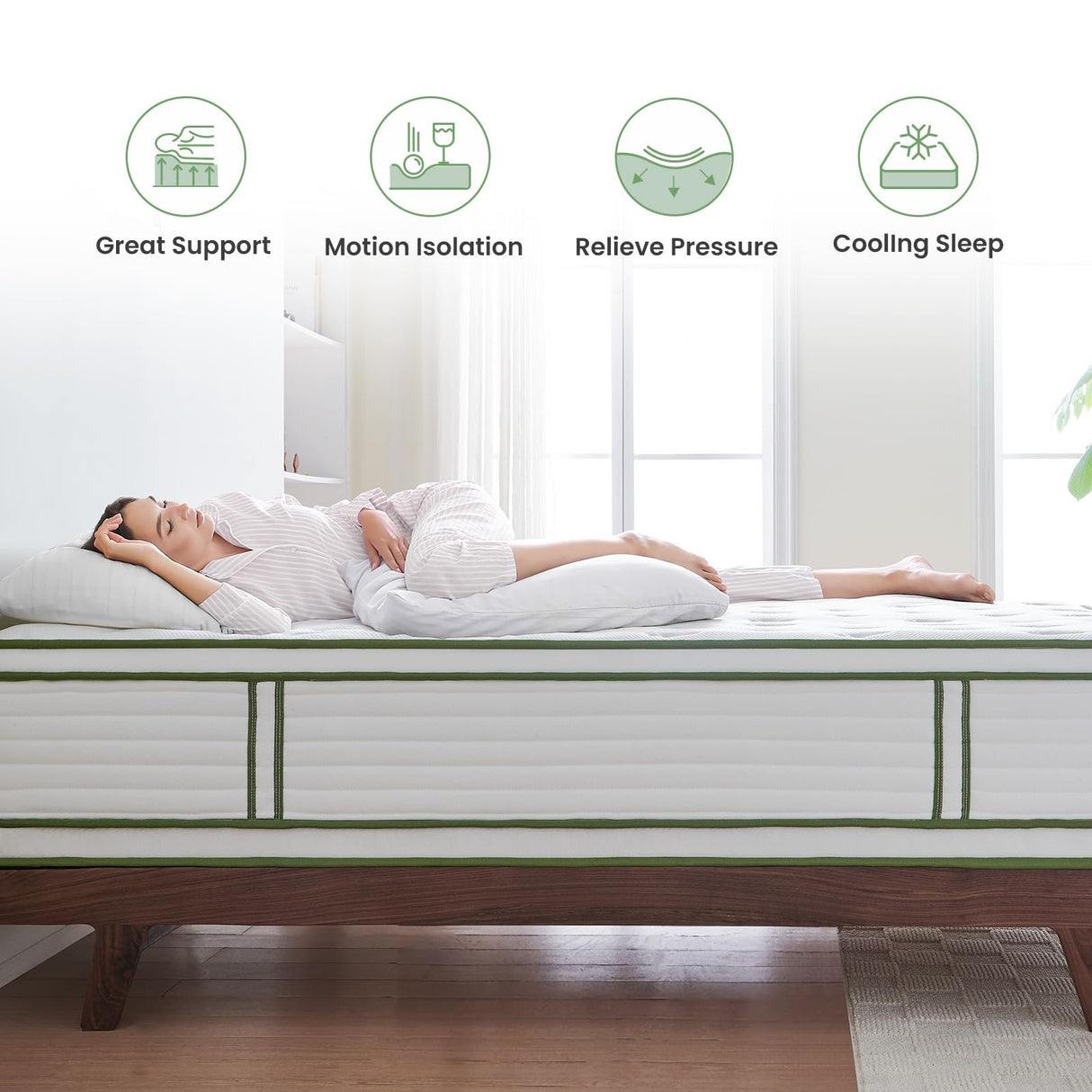 King Mattress, 14 Inch Hybrid Mattress in a Box, King Size Mattress