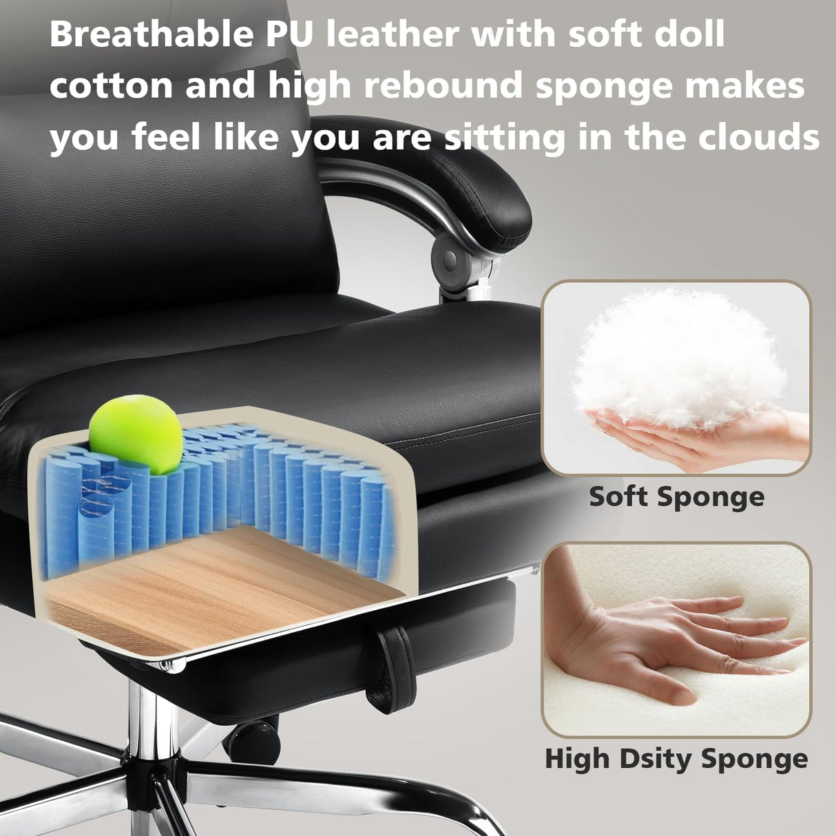 Heavy Duty Office Chair 600lbs - Big and Tall Executive Desk Chair with Footrest