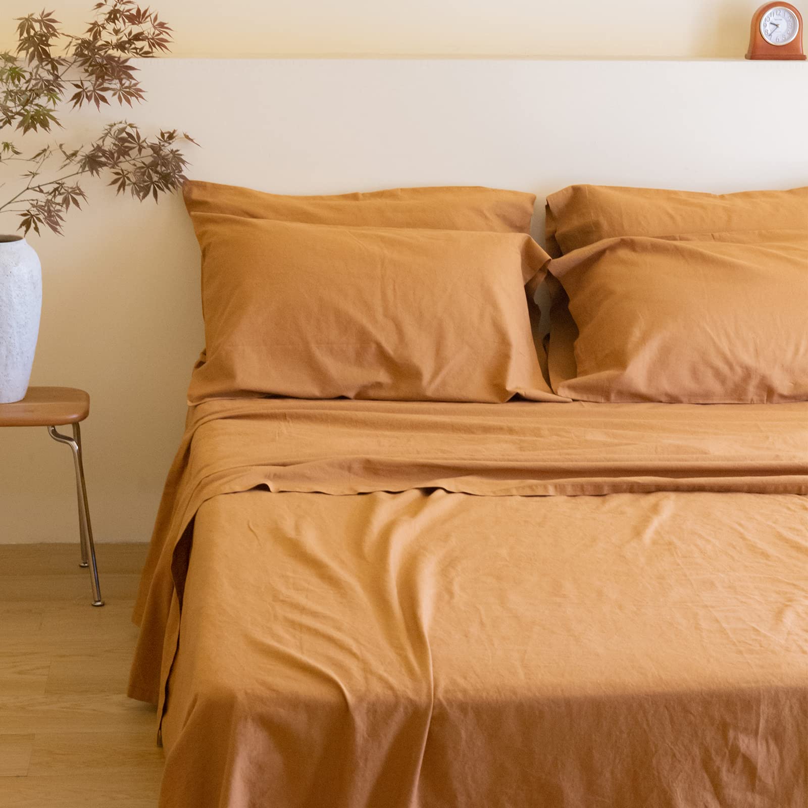 Belgian Linen Sheet Set Solid Color - 6 Pieces (1 Flat Sheet & 1 Fitted Sheet & 4 Pillowcases
