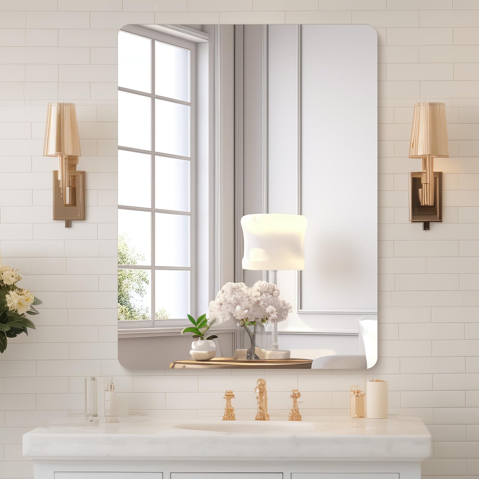 Bathroom Mirror, Rounded Corner Bathroom Vanity Mirror