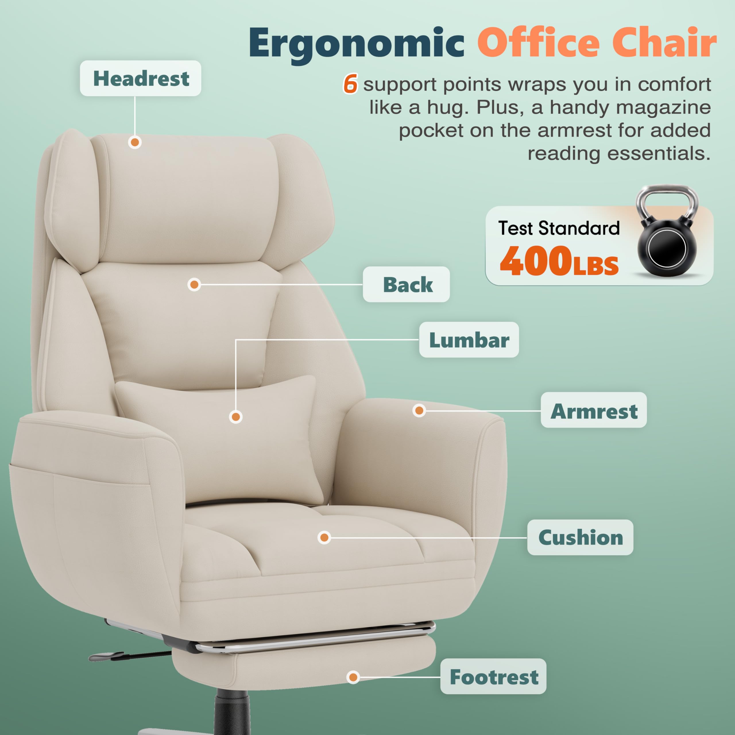 Criss Cross Office Chair with Footrest - Big and Tall Executive Desk Chair