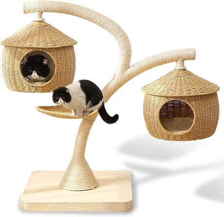 59" Big Modern Cat Tree Tower, Cat Tower Sisal-Covered Scratching Posts