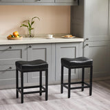 Bar Stools Counter Height - 24 Inch Saddle Stools, PU Leather Modern Kitchen Barstools