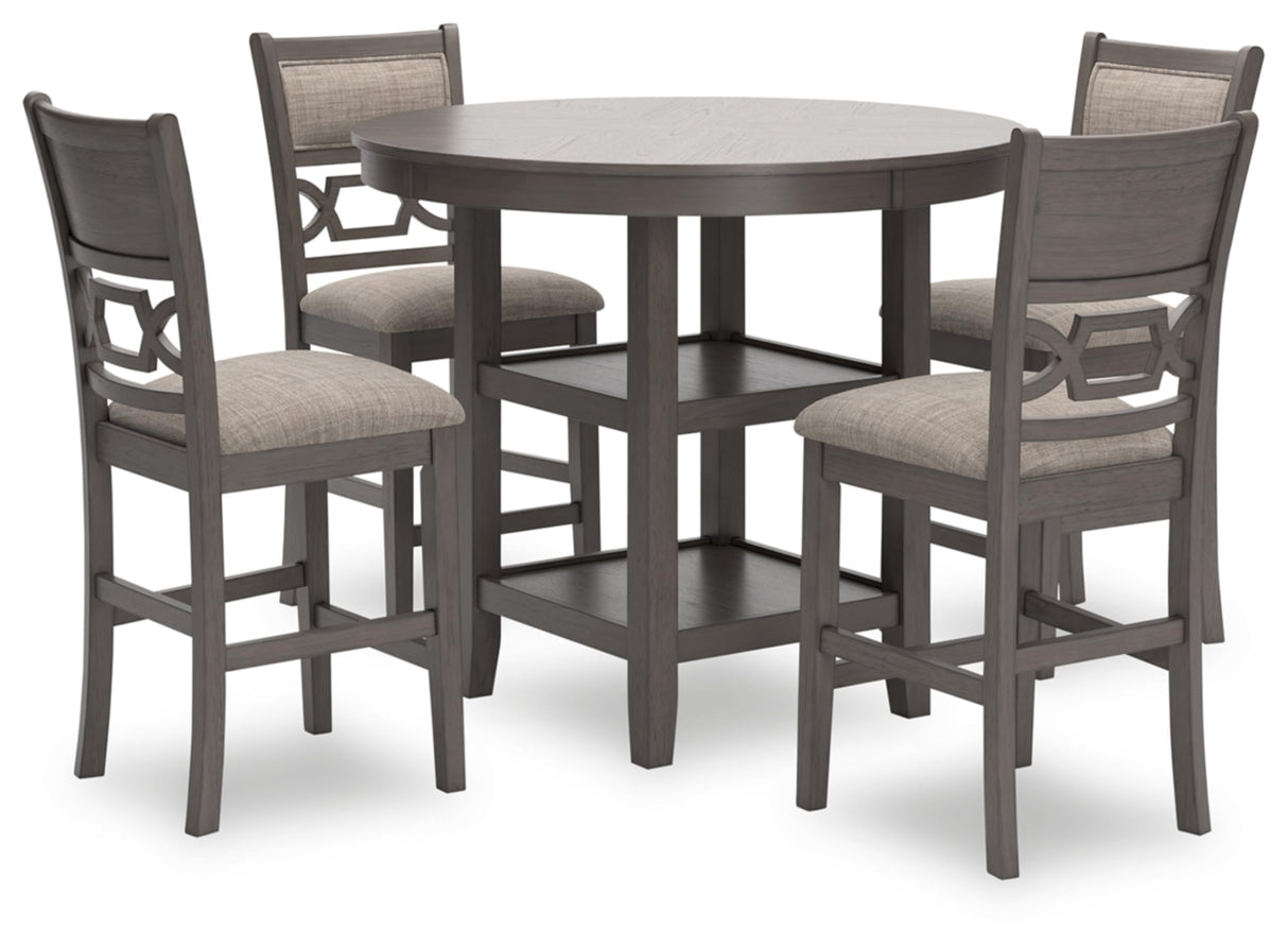 Wrenning Modern Diamond Patterned Counter Height Dining Table and 4 Upholstered Bar