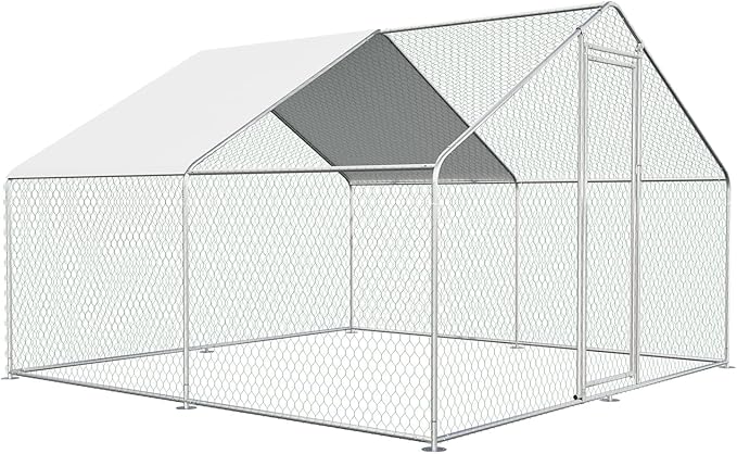 QuadRoost Large 4-Room Chicken Coop – Galvanized Metal Yard Run with Lock & Waterproof Roof