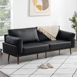 Black Upholstered Sofa, Faux Leather Sofa Couch, 72 Inch Black Couch for Living Room