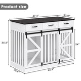 Farmhouse Dog Crate Furniture with Storage Drawers - Large Wooden Kennel & TV Stand