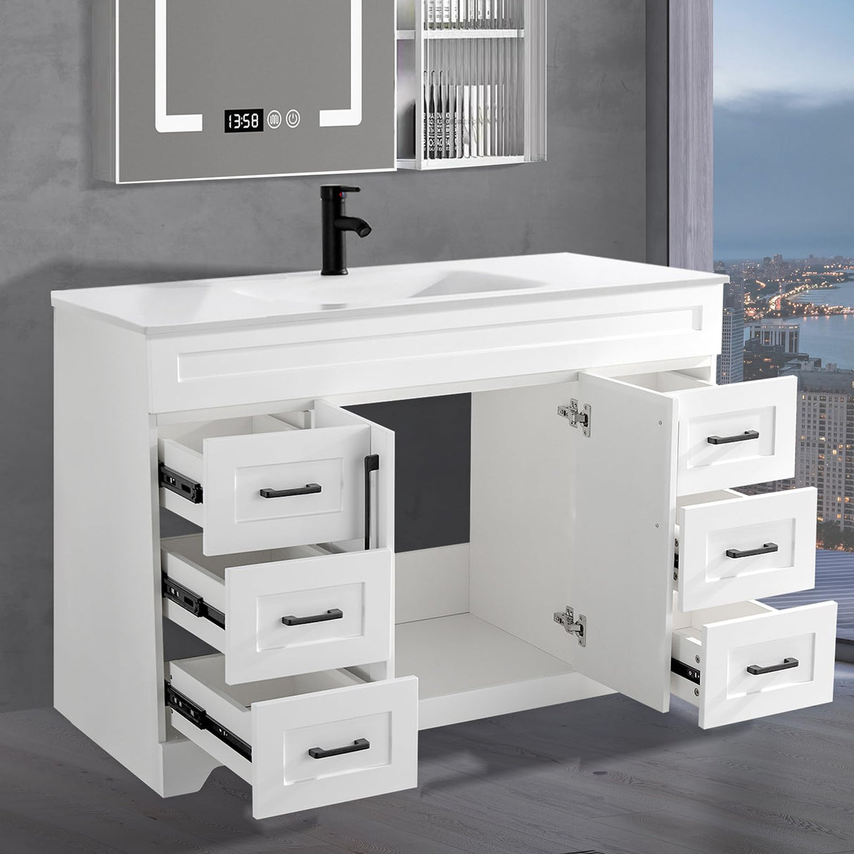 48’’ Bathroom Vanity with Sink,Undermount Ceramic Sink-Modern Bathroom Cabinet